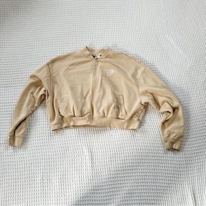 Nike Vintage Long Sleeve Zip Sweatshirt Tan Cream Athletic Wear Size Large